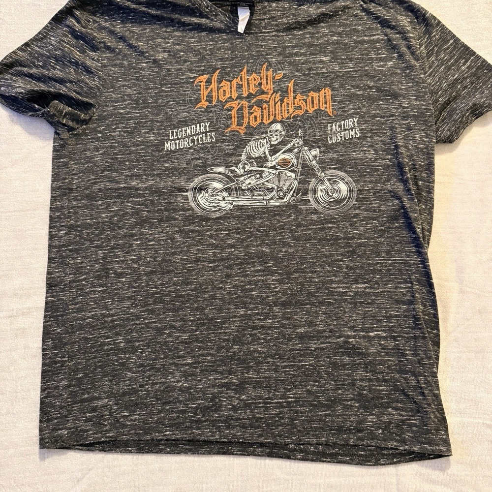 Harley‎ Davidson Chicago IL T Shirt Mens Large Skeleton Rider Graphic Gray